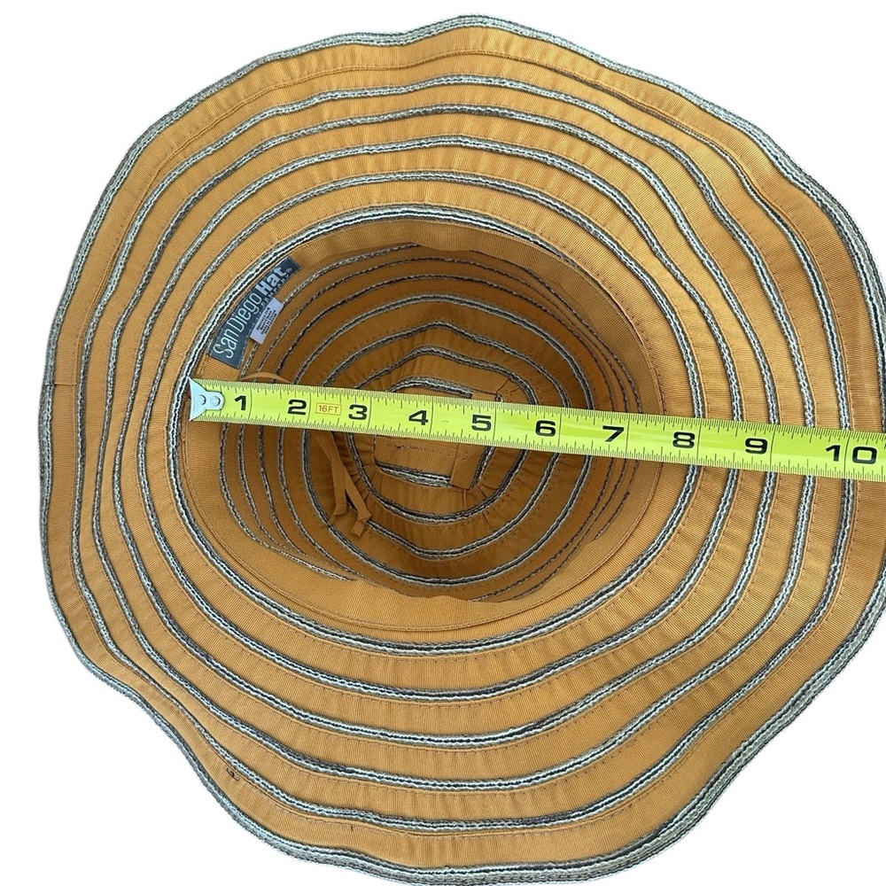 San Diego Hat Company Wide-Brim Ribbon Sun Hat Packable Orange & Brown One Size - Picture 5 of 7